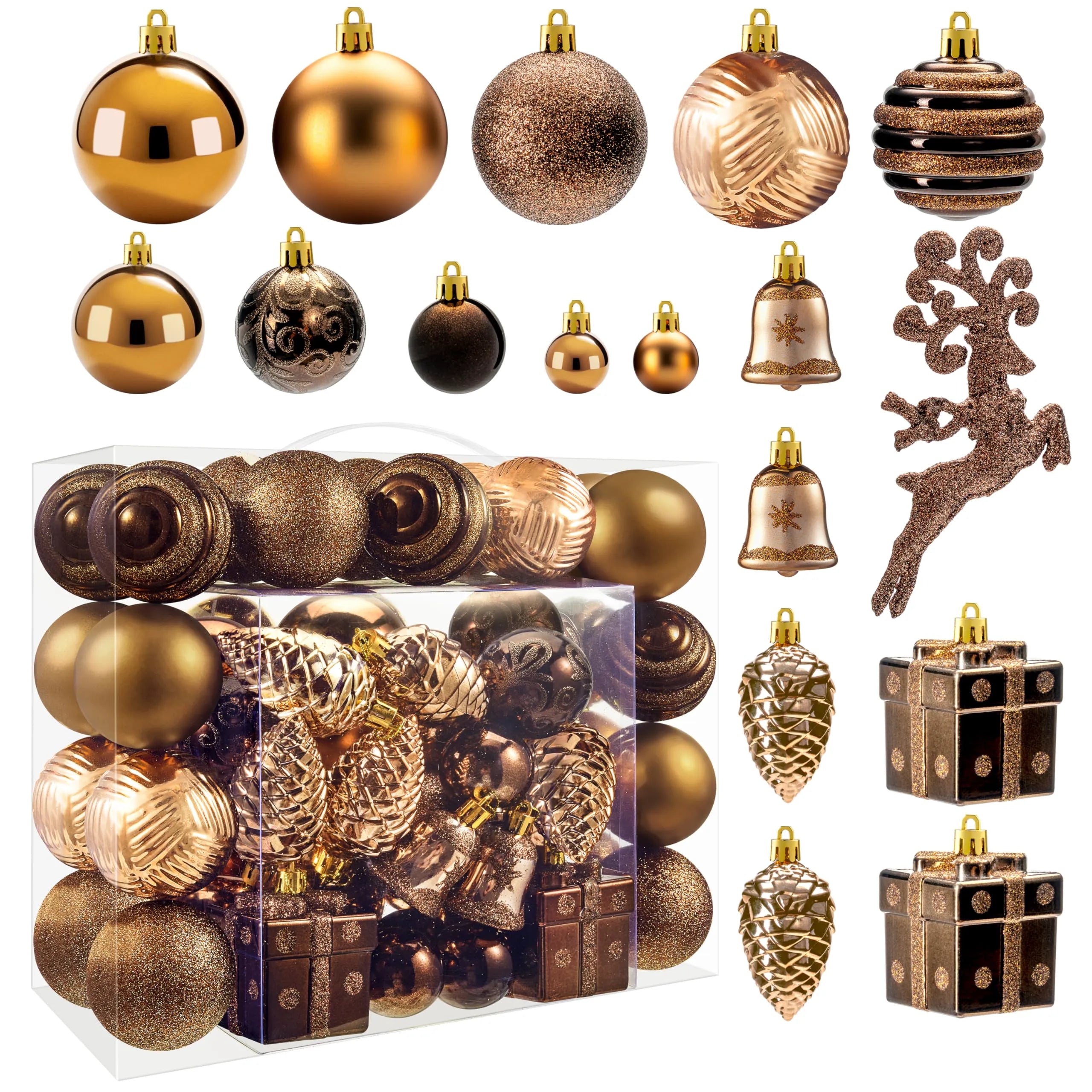 66-Piece Brown Christmas Ball Ornament Set