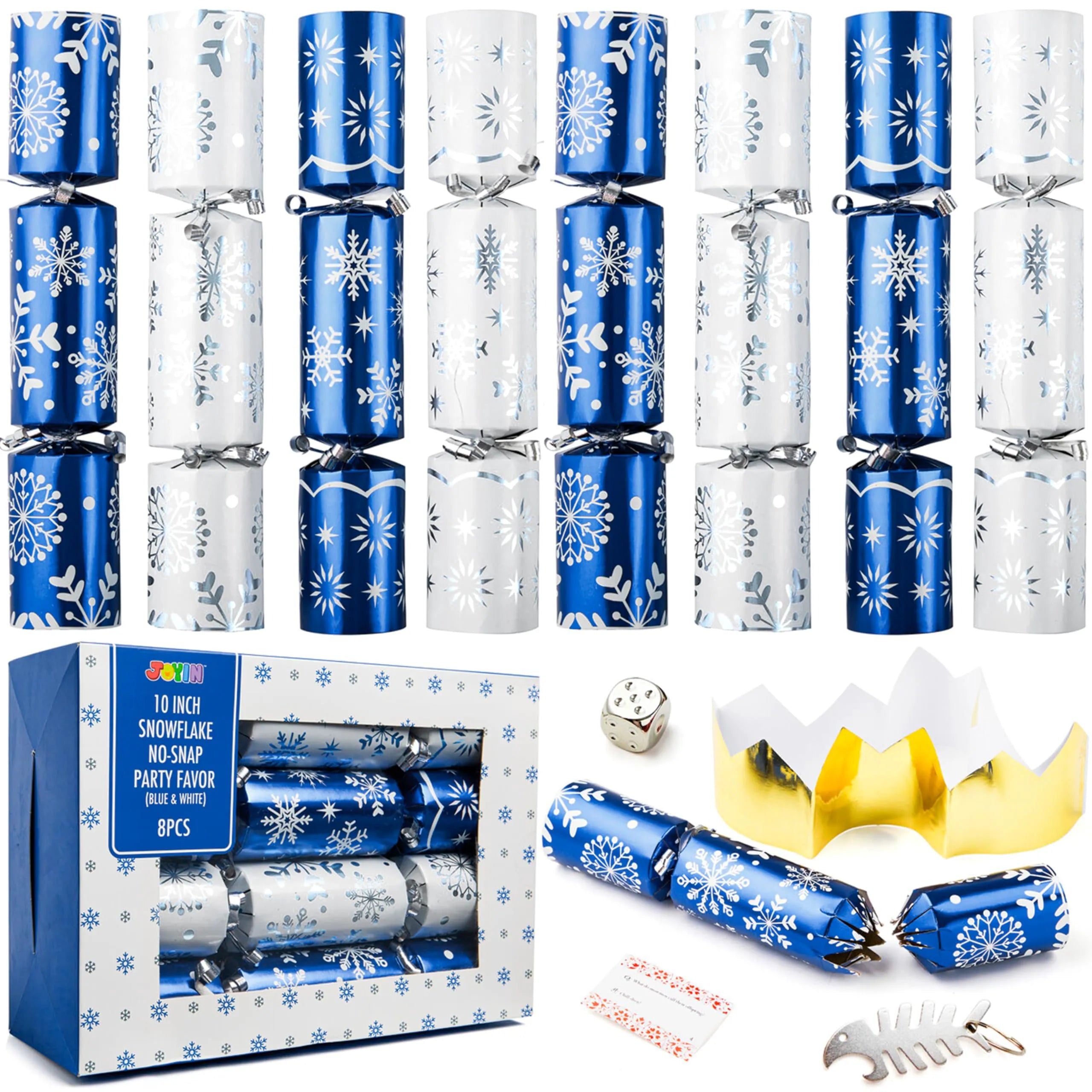 8-Pack 10-Inch Snowflake Christmas Party Favors (No-Snap)