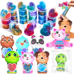 30 Valentine's Day Galaxy Slime Toys with Cute Themed Cards