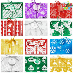 12 PCS Christmas Fancy Foil Gift Card Boxes with Ribbon