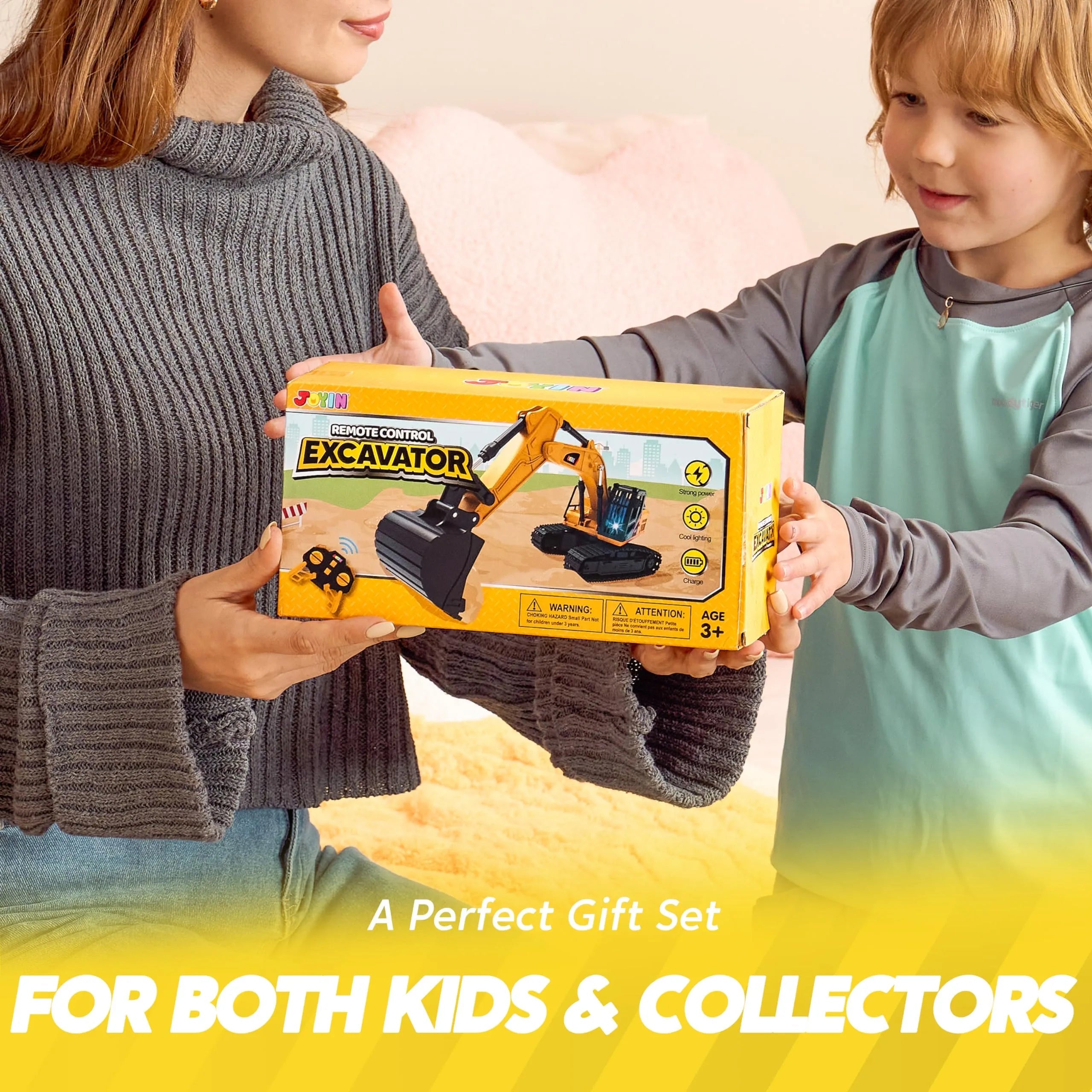 2.4GHz RC Excavator Toy with Lights for Kids Birthday Gift