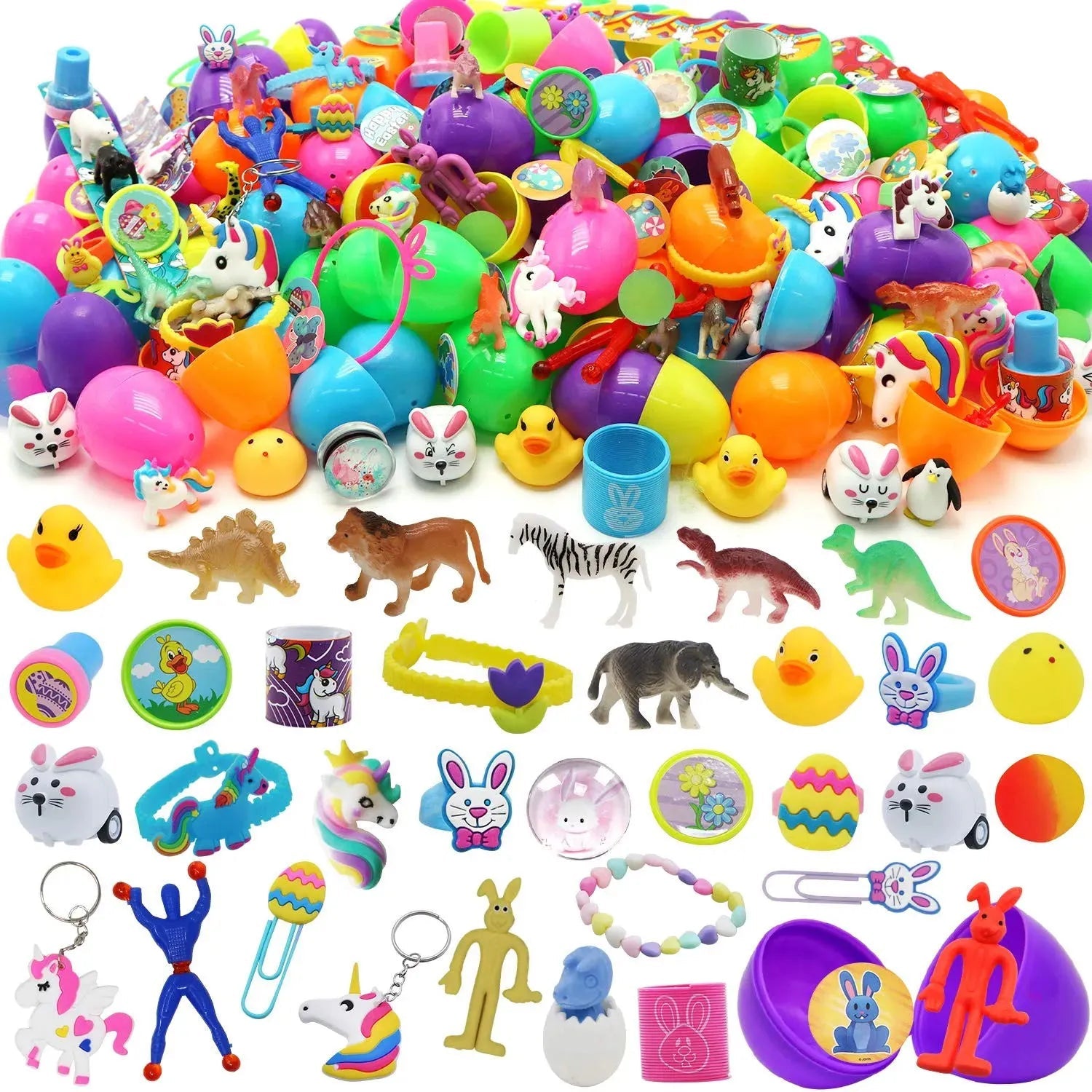 120Pcs Toys and Stickers Prefilled Easter Eggs 2.25in