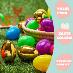 200Pcs Colorful & Golden Easter Egg Shells, 2.3in