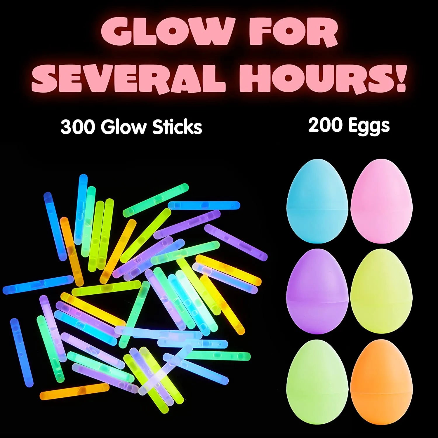 200 Prefilled Easter Glow Sticks Eggs 2.4in