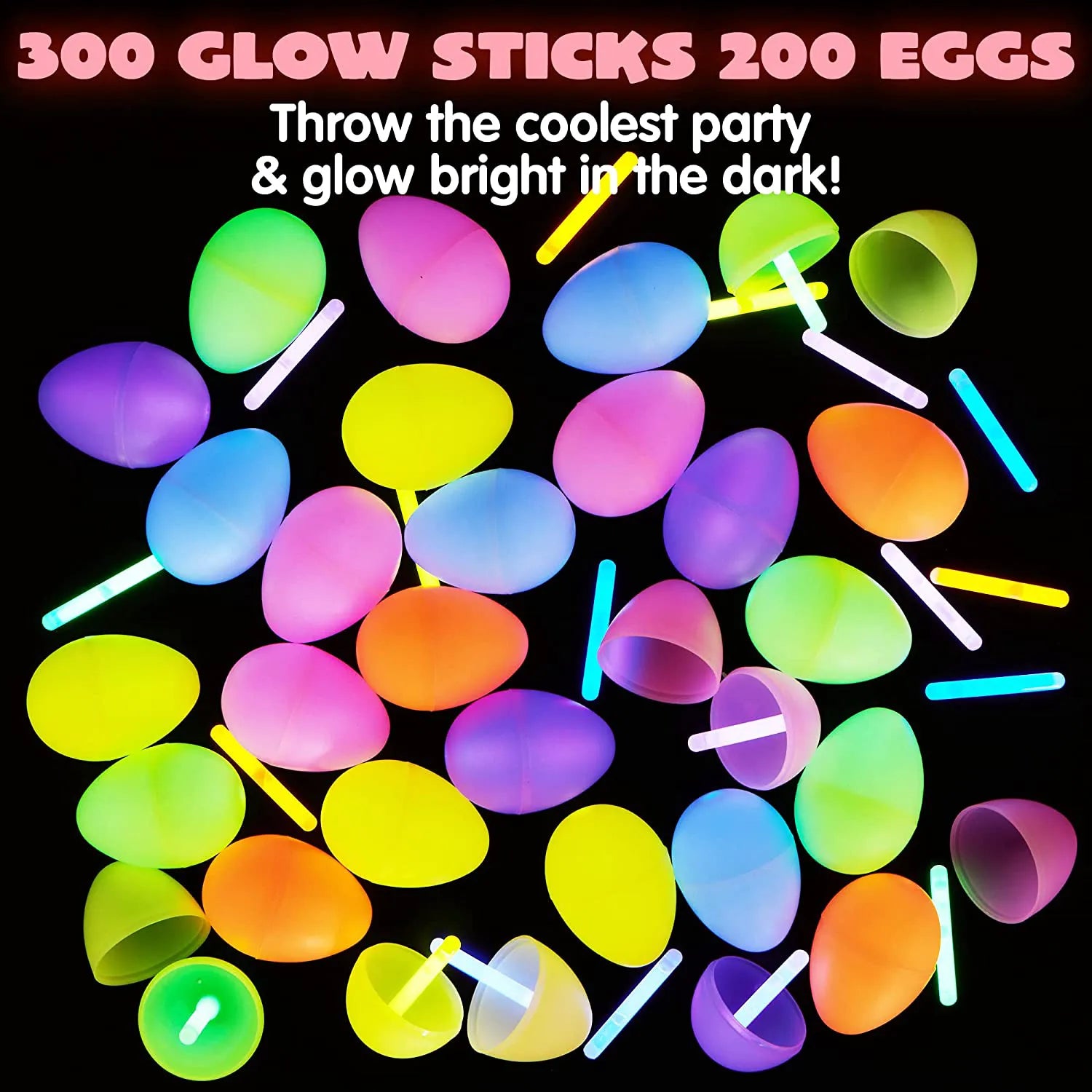 200 Prefilled Easter Glow Sticks Eggs 2.4in