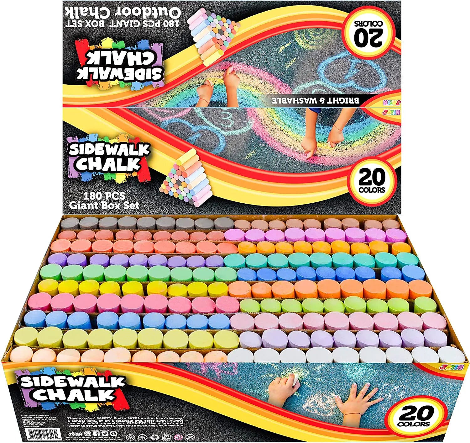 20 Colors Chalk Set, 180 Pieces