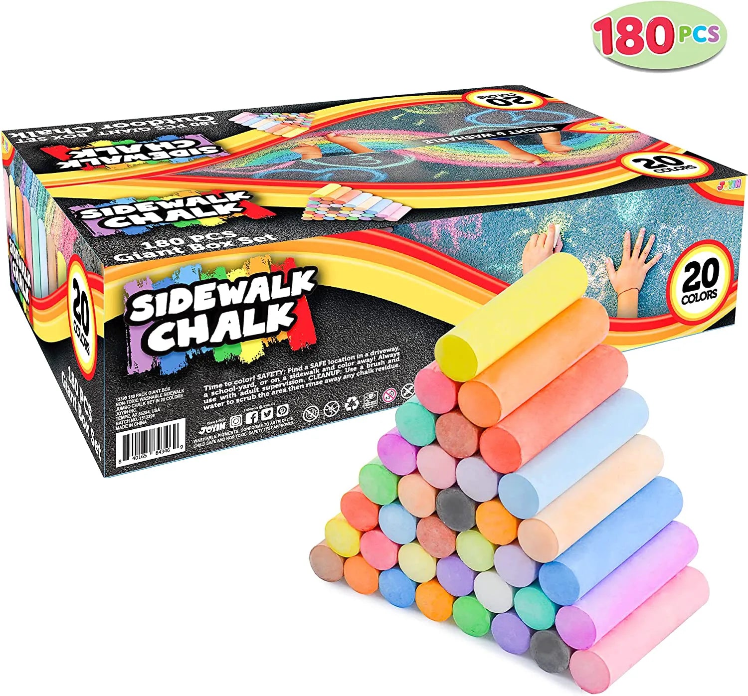 20 Colors Chalk Set, 180 Pieces