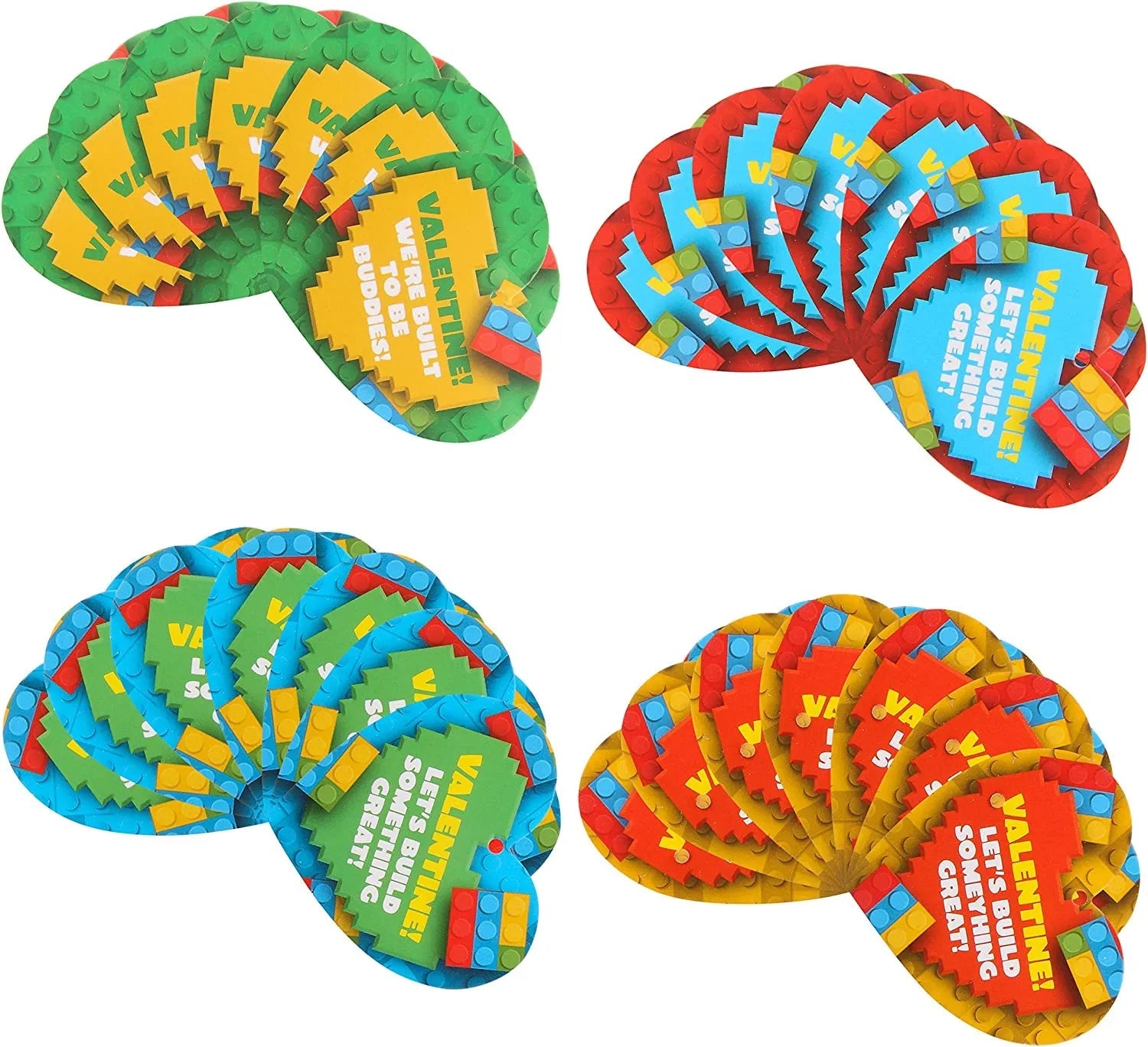 24 Prefilled Valentine's Day Hearts with Cards for Kids Classroom Exchange