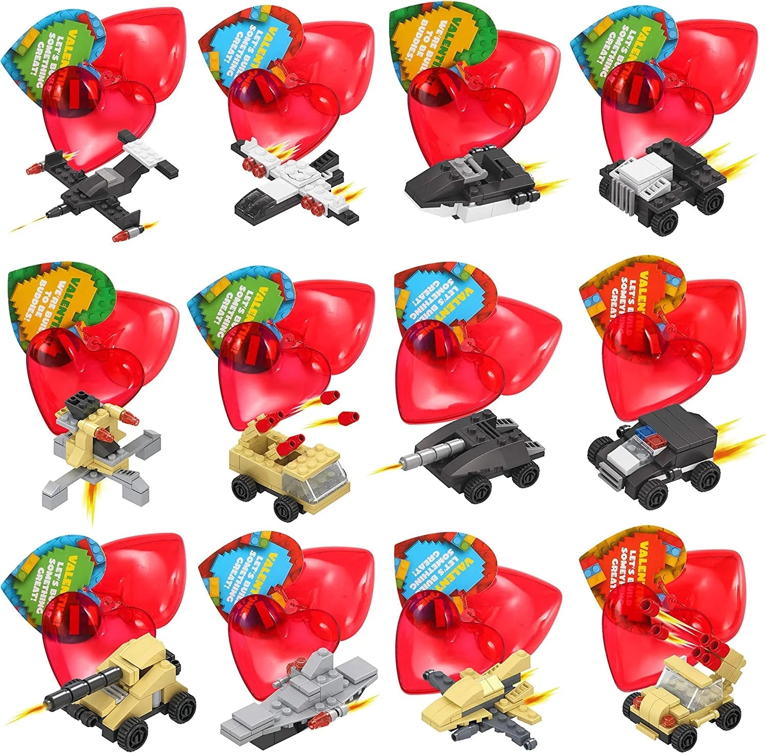 24 Prefilled Valentine's Day Hearts with Cards for Kids Classroom Exchange