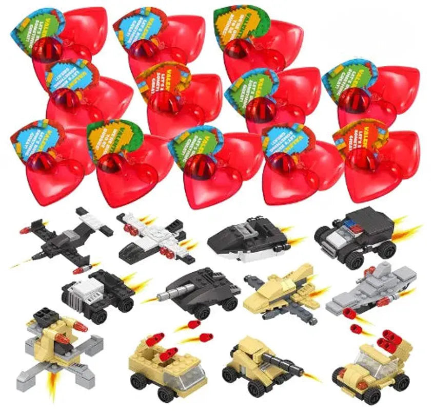24 Prefilled Valentine's Day Hearts with Cards for Kids Classroom Exchange
