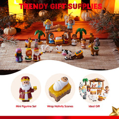 24 PCS Christmas Nativity Playset Figurines for Kids Toddlers Xmas Gift