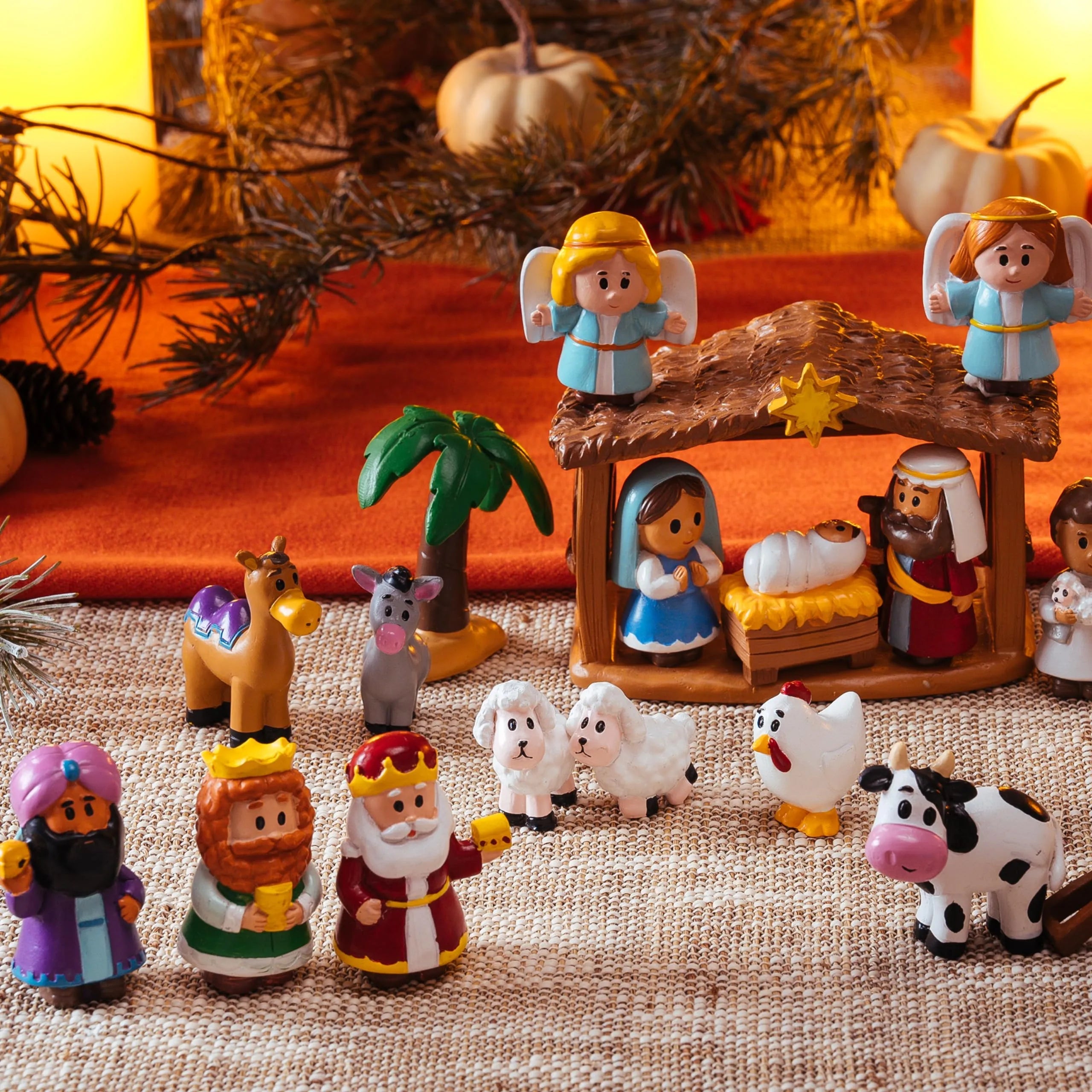 24 PCS Christmas Nativity Playset Figurines for Kids Toddlers Xmas Gift