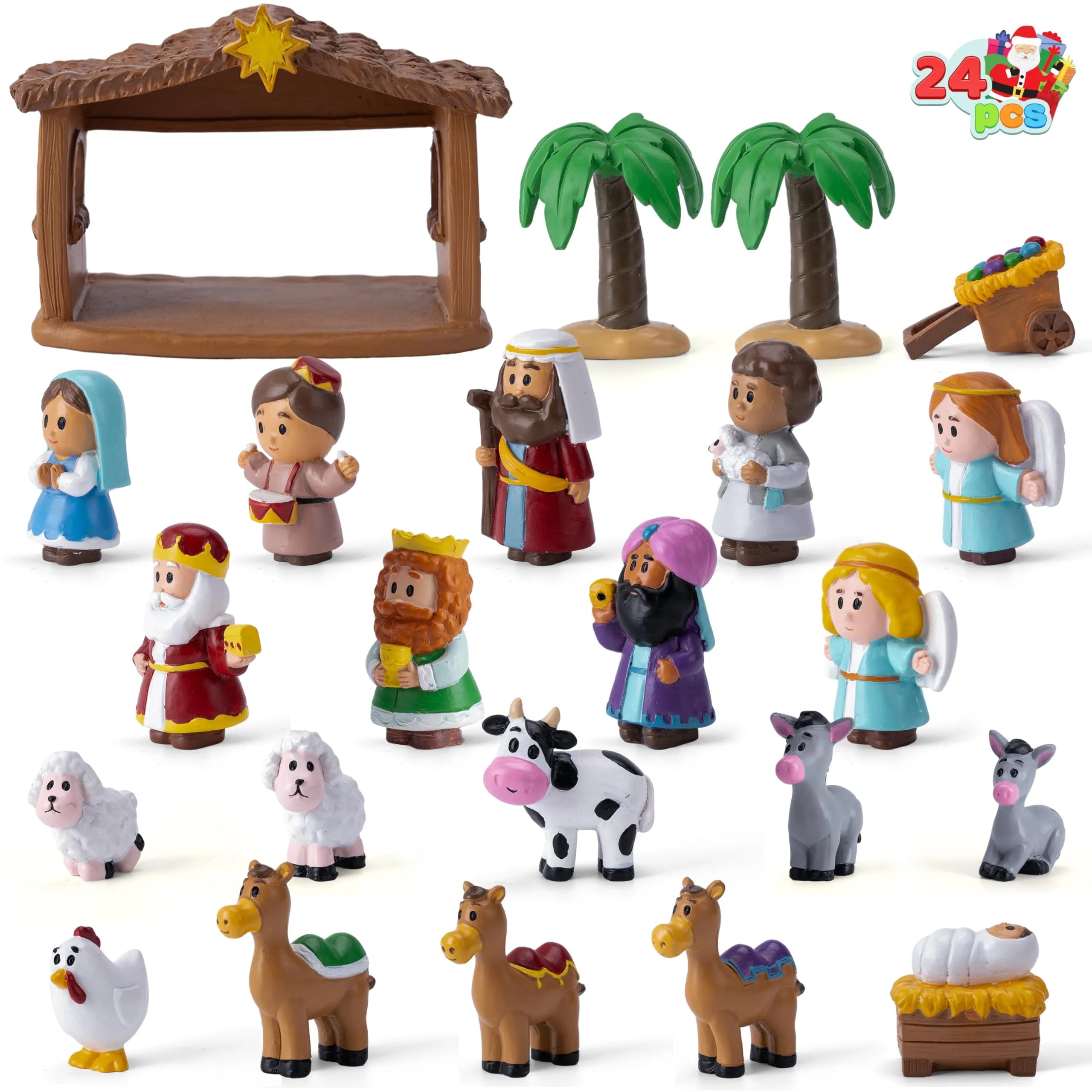 24 PCS Christmas Nativity Playset Figurines for Kids Toddlers Xmas Gift