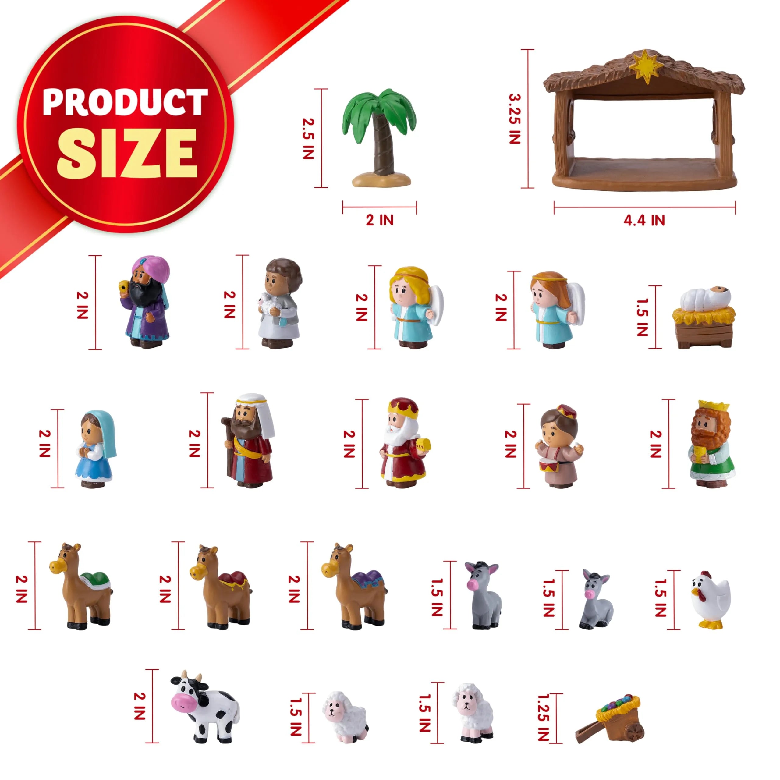 24 PCS Christmas Nativity Playset Figurines for Kids Toddlers Xmas Gift