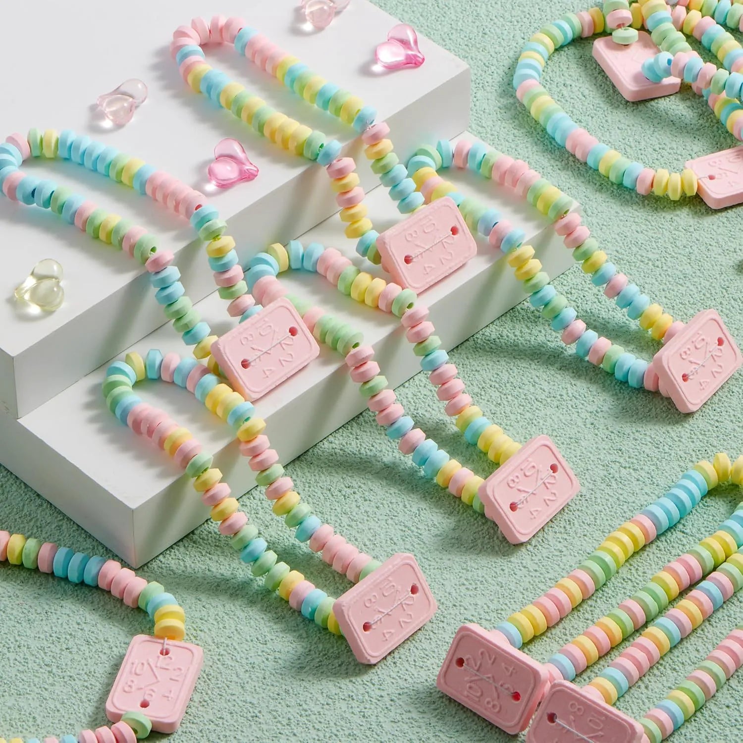 24PCS Valentine's Day Bracelet Candy, Individually Wrapped Color Snacks for Kids