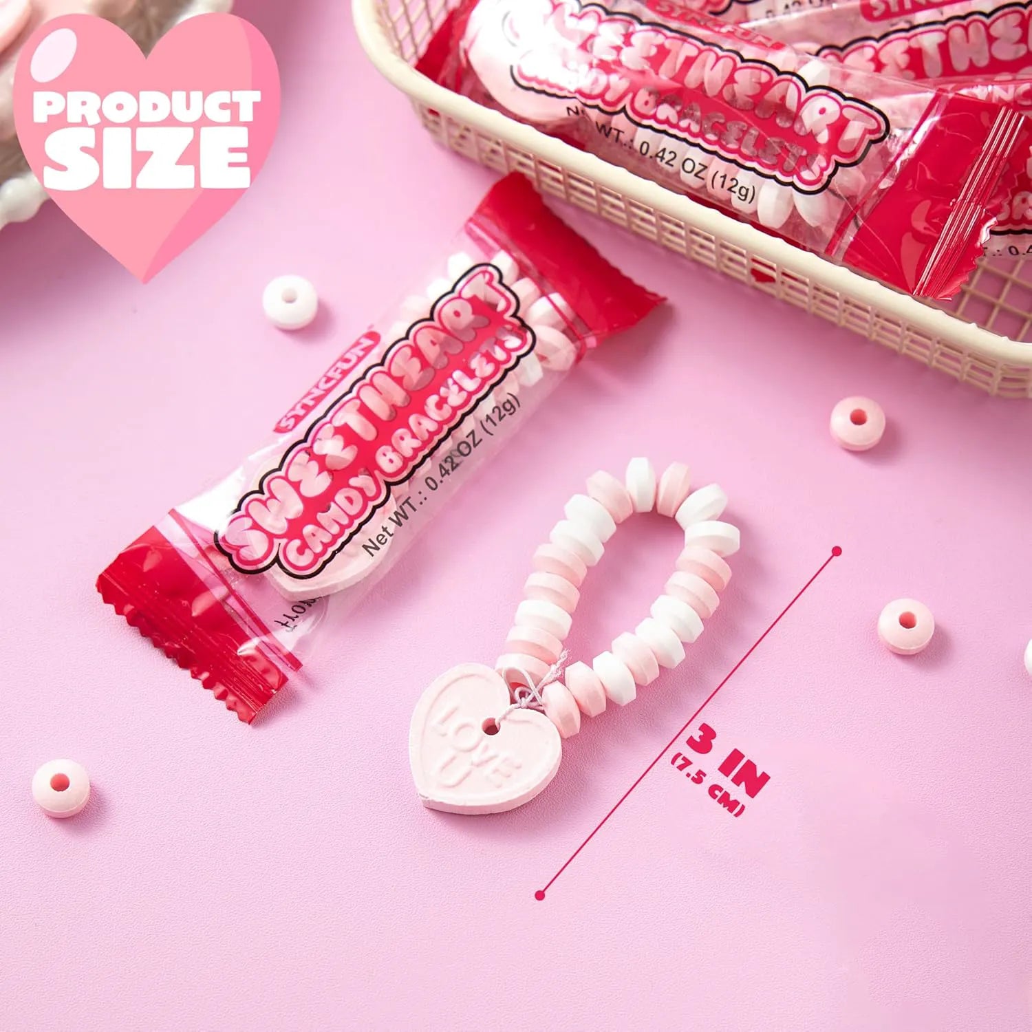 24-Pack Valentine's Day Candy Bracelets - Party Favors, Holiday Rewards