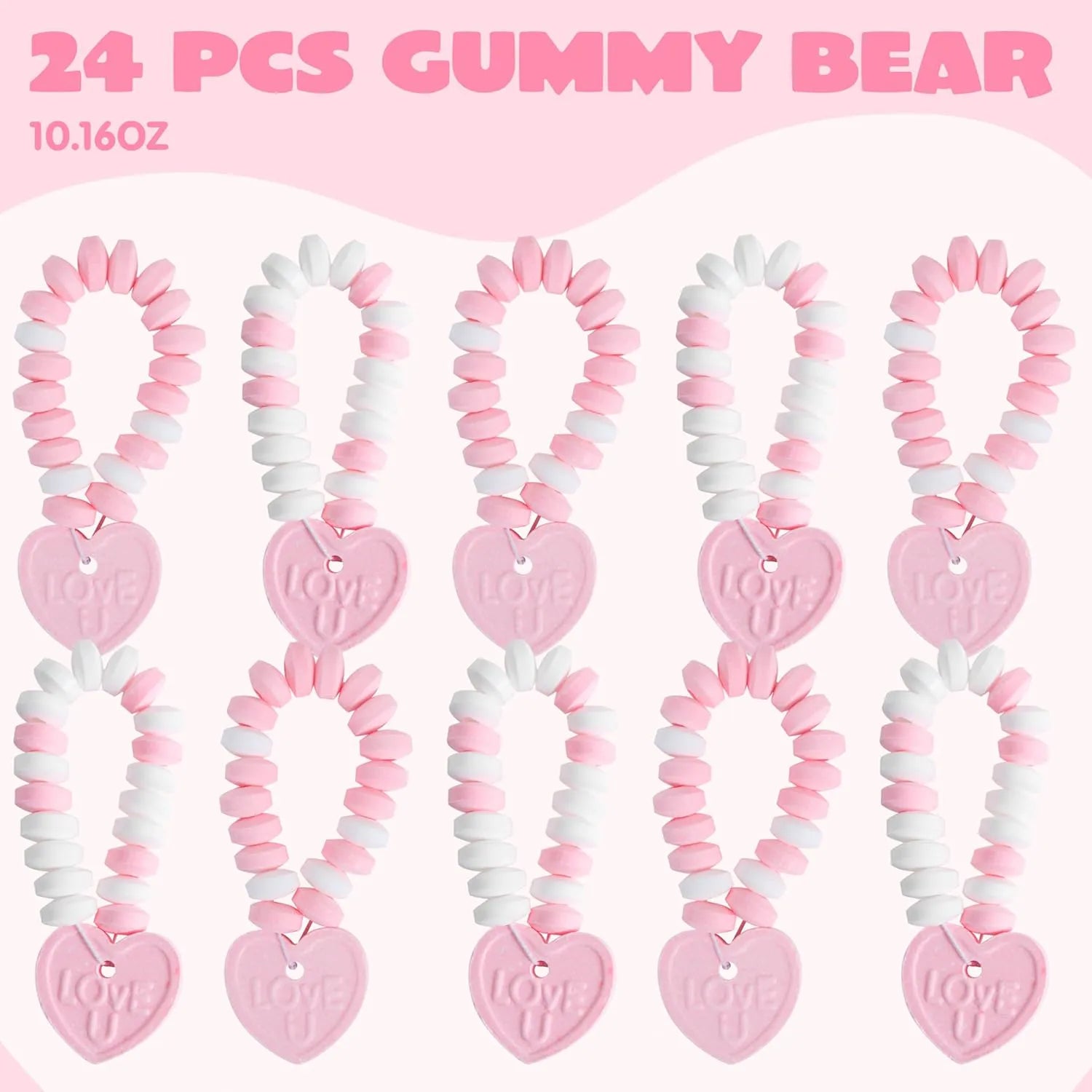 24-Pack Valentine's Day Candy Bracelets - Party Favors, Holiday Rewards