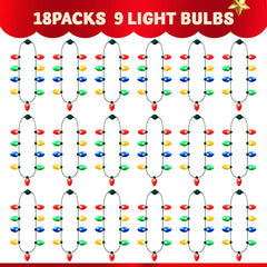 24-Pack Christmas 9 LED Light-Up Bulb Necklaces Costume Accessories
