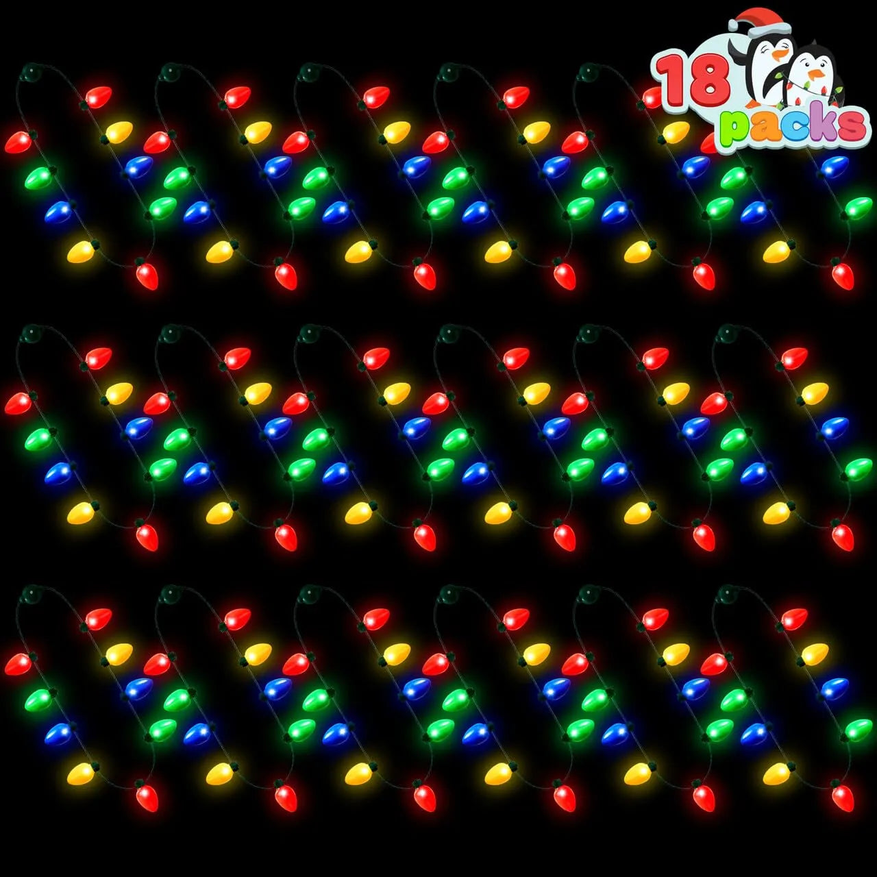 24-Pack Christmas 9 LED Light-Up Bulb Necklaces Costume Accessories