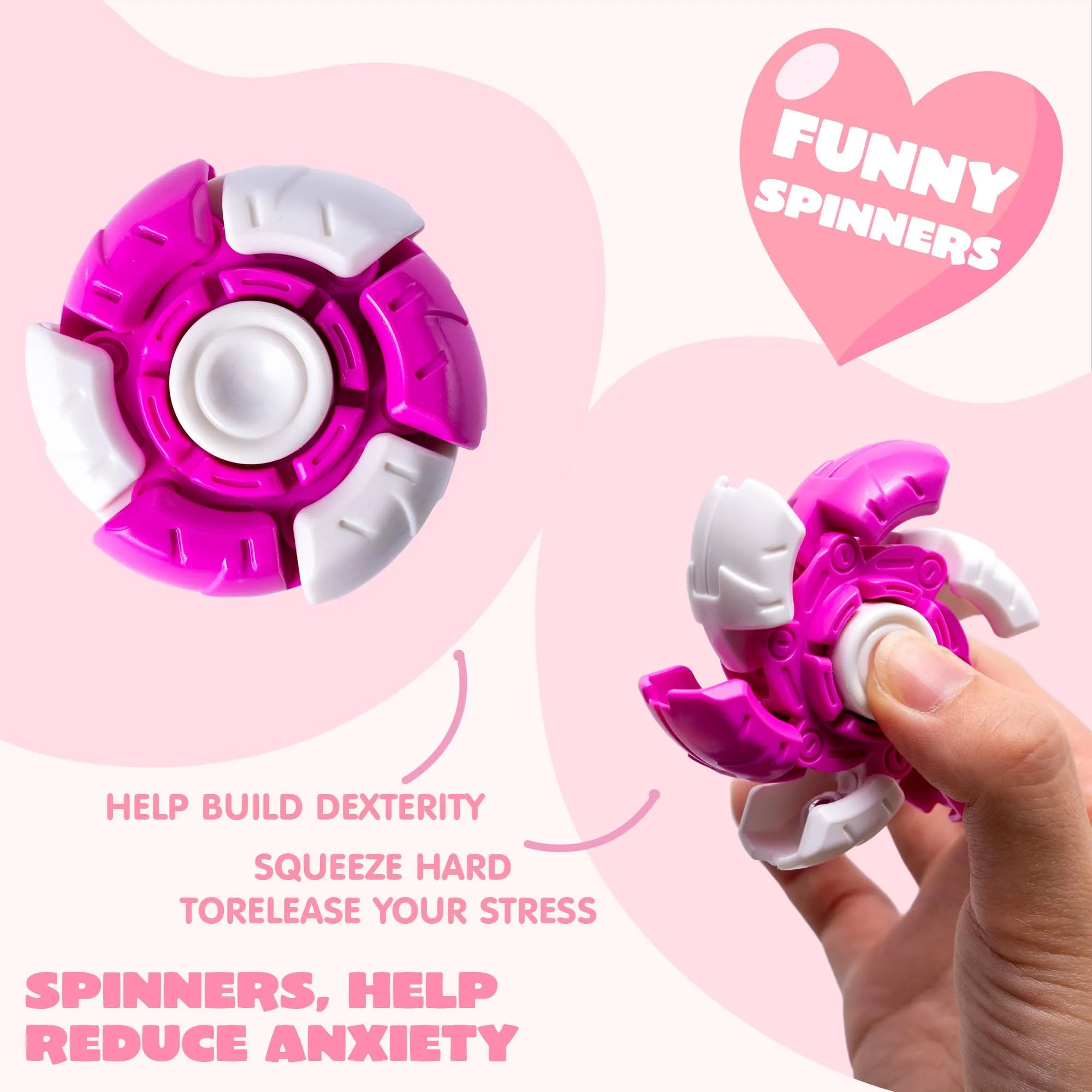 24-Pack Valentine's Day Plastic Fidget Spinners with 6-Design Gift Cards
