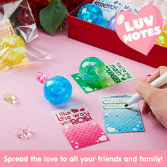 24 Packs Valentine's Day Stretchy Balls with Cards, Classroom Exchange Gift for Kids