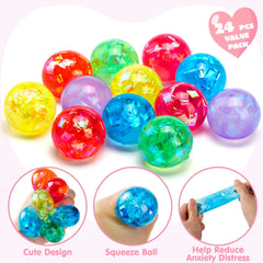 24 Packs Valentine's Day Stretchy Balls with Cards, Classroom Exchange Gift for Kids
