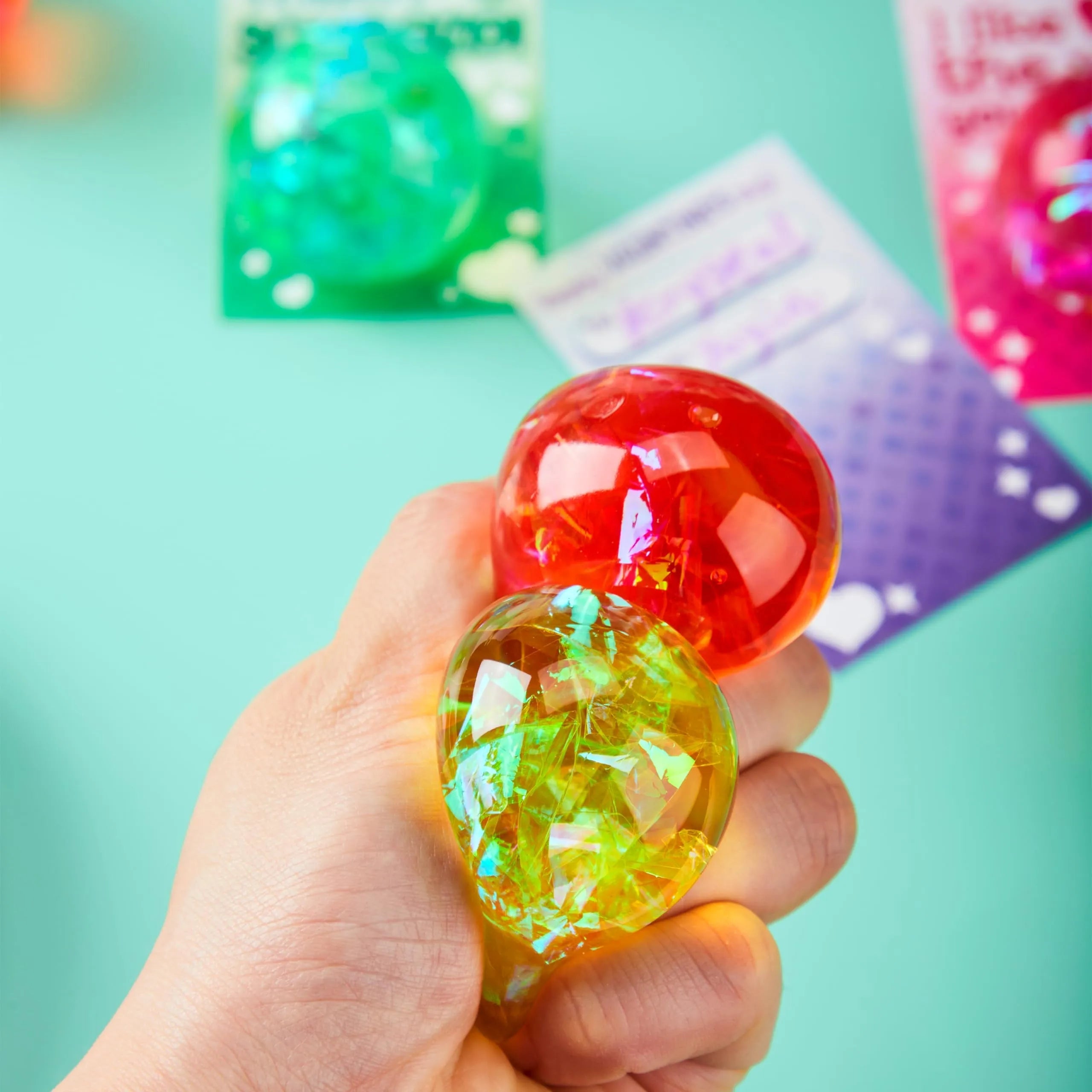 24 Packs Valentine's Day Stretchy Balls with Cards, Classroom Exchange Gift for Kids