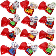 24 Construction Vehicles with Heart Shells and Valentine's Day Cards for Kids - Classroom Exchange Gifts