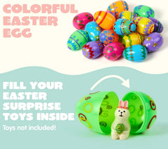 24 Pcs 3.15" Printed Empty Easter Eggs for Hunt & Party