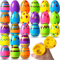 24 Pack 3.15-Inch Colorful Plastic Easter Egg Shells, Fillable Empty Eggs Bulk for Easter Egg Hunt