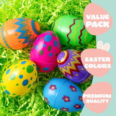 24 Pack 3.15-Inch Colorful Plastic Easter Egg Shells, Fillable Empty Eggs Bulk for Easter Egg Hunt
