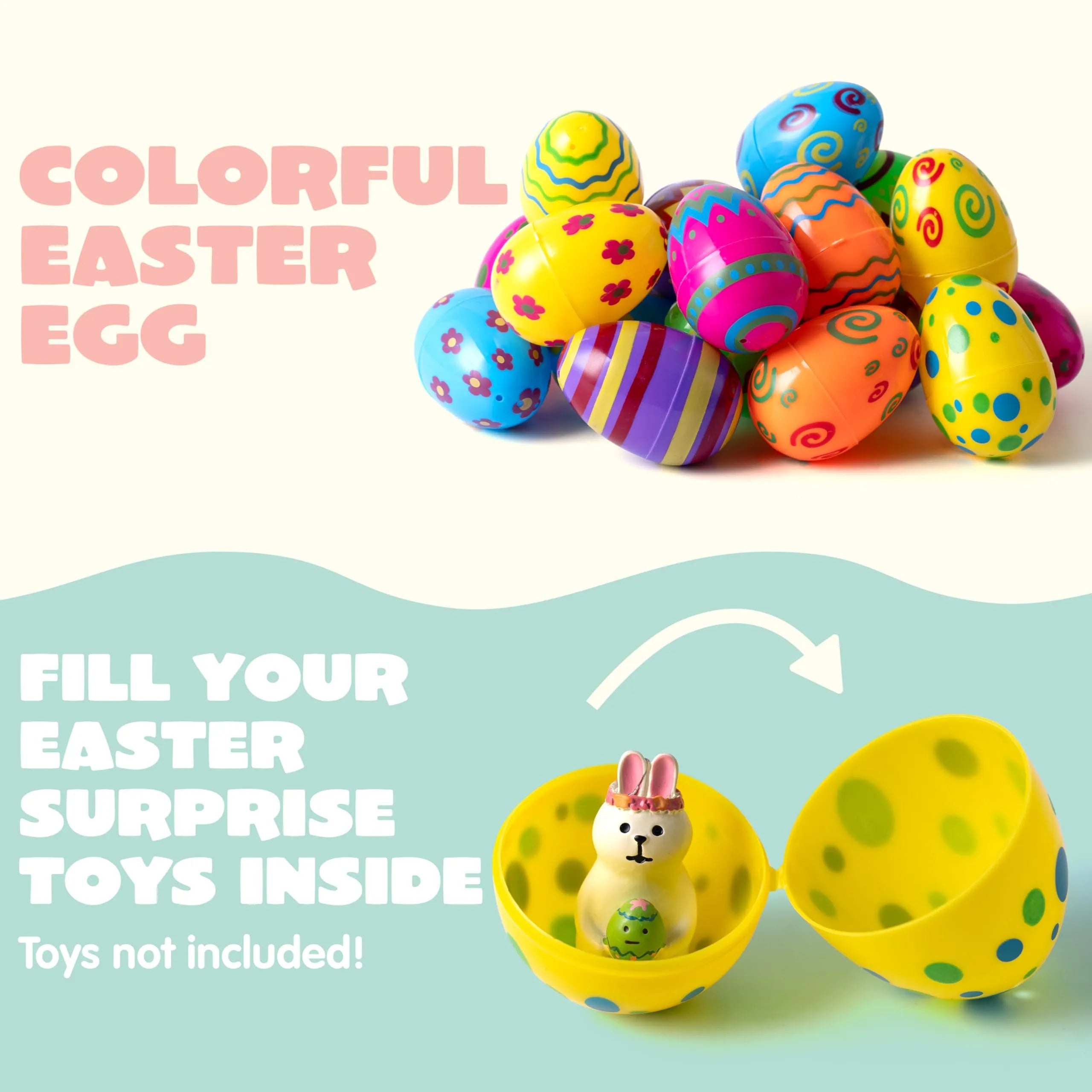 24 Pack 3.15-Inch Colorful Plastic Easter Egg Shells, Fillable Empty Eggs Bulk for Easter Egg Hunt
