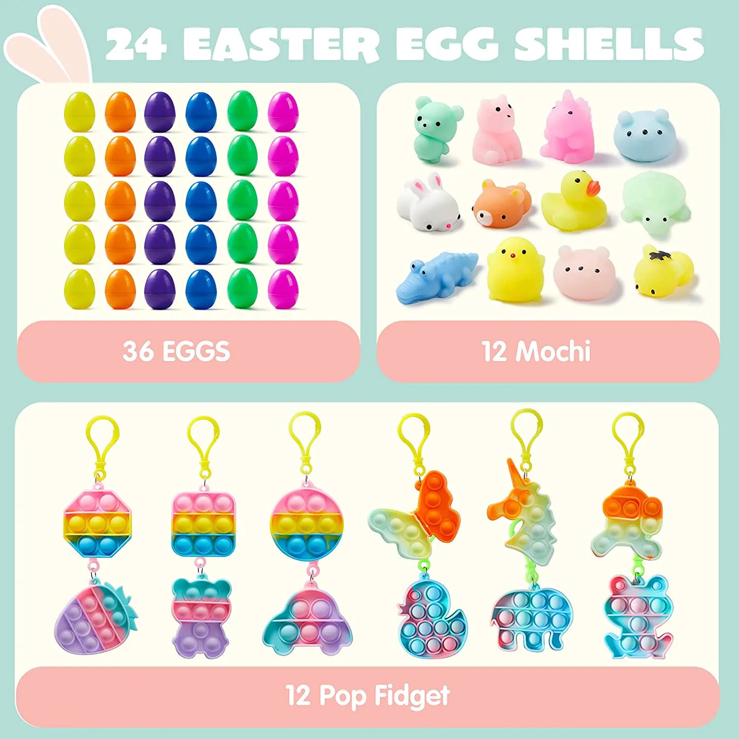 24 Assorted Prefilled Easter Eggs (2.36 in)