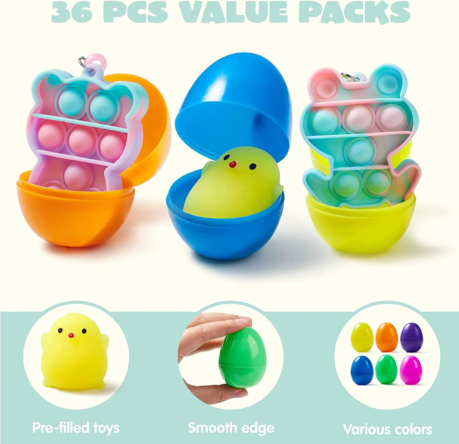 24 Assorted Prefilled Easter Eggs (2.36 in)