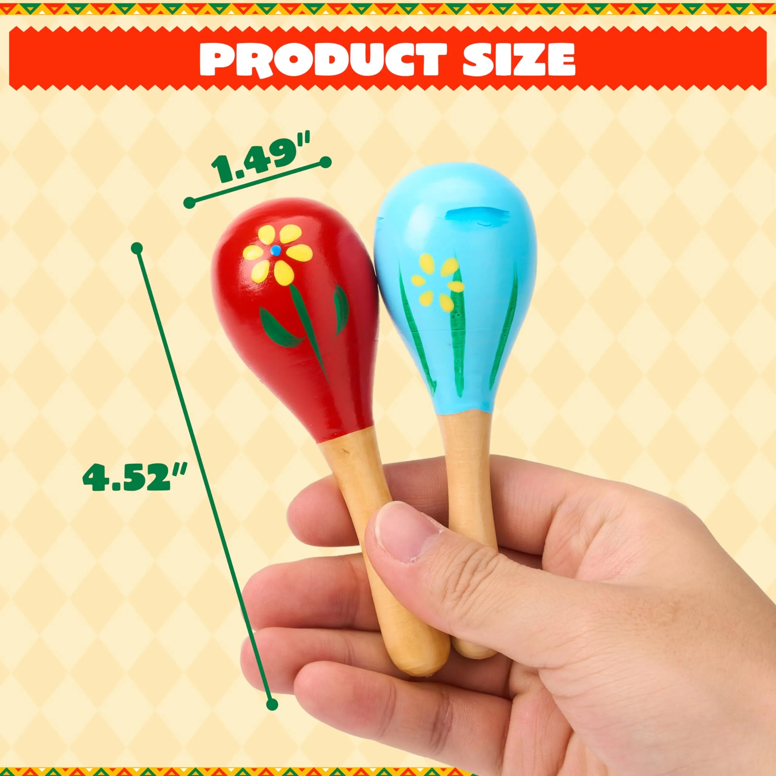 24-Piece Cinco de Mayo Mini Wooden Maracas for Kids