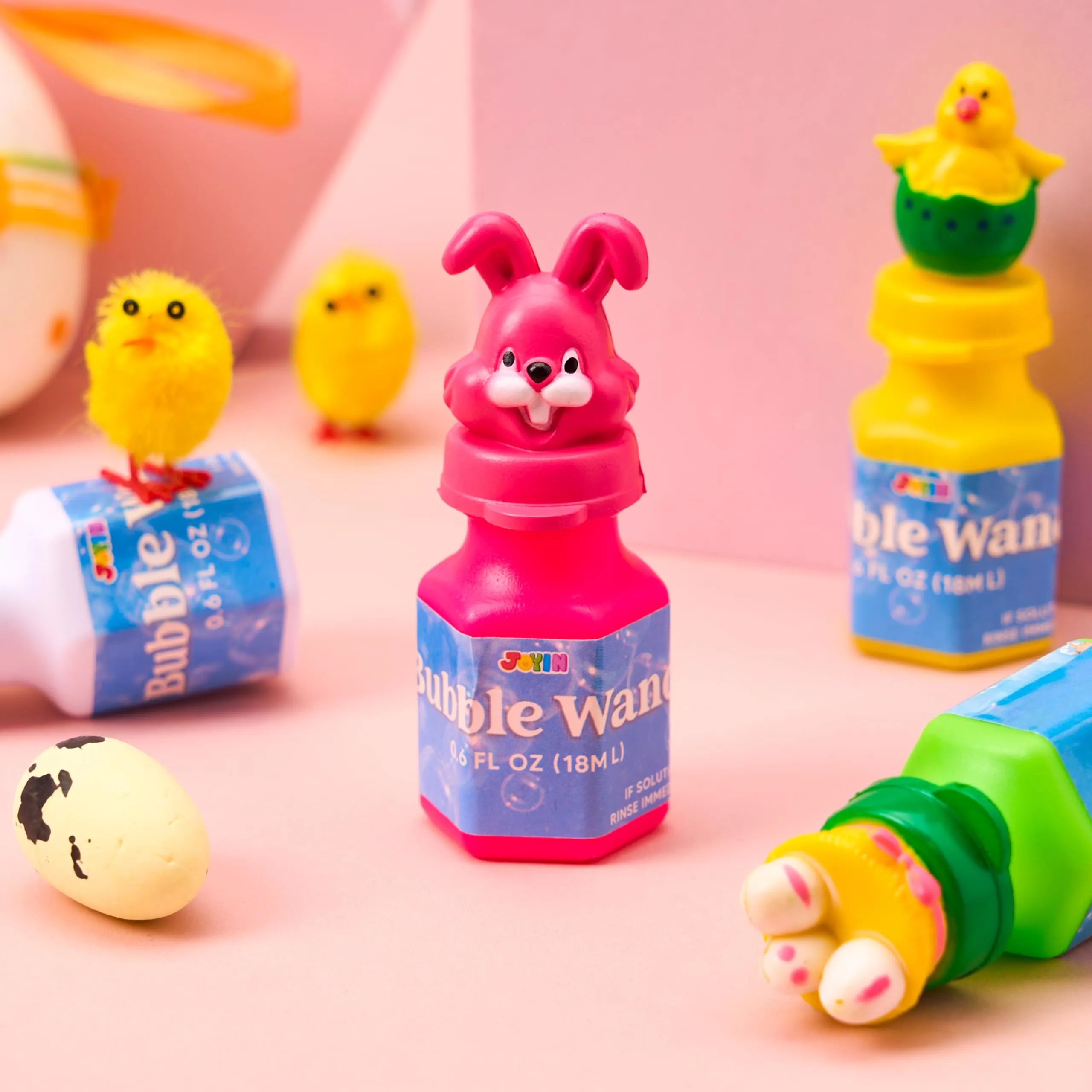 24 Easter Bubble Wands, 8 Designs with Animal and Easter Egg Characters