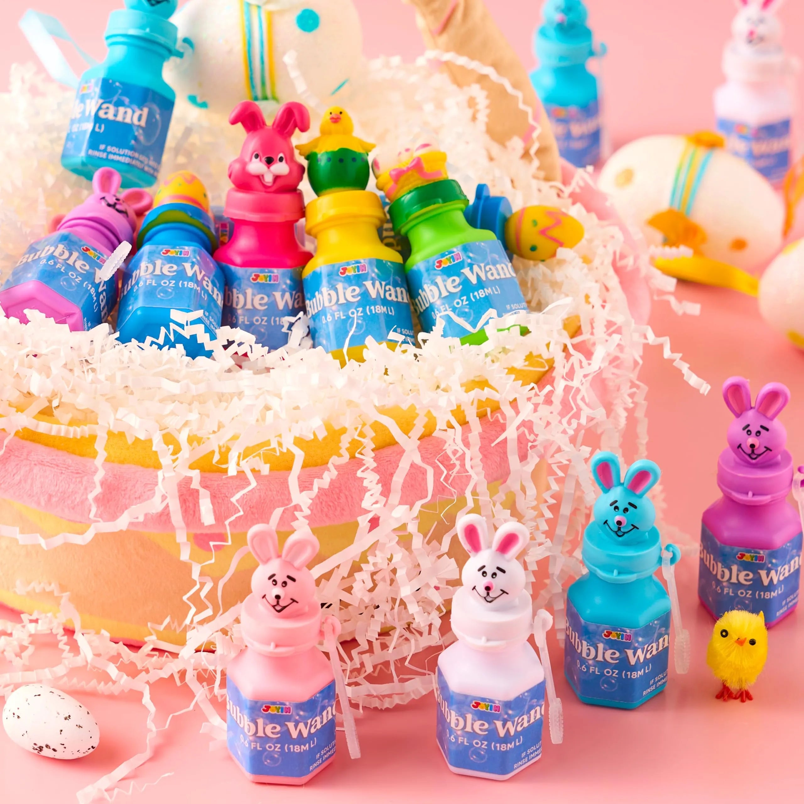 24 Easter Bubble Wands, 8 Designs with Animal and Easter Egg Characters