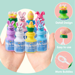 24 Easter Bubble Wands, 8 Designs with Animal and Easter Egg Characters