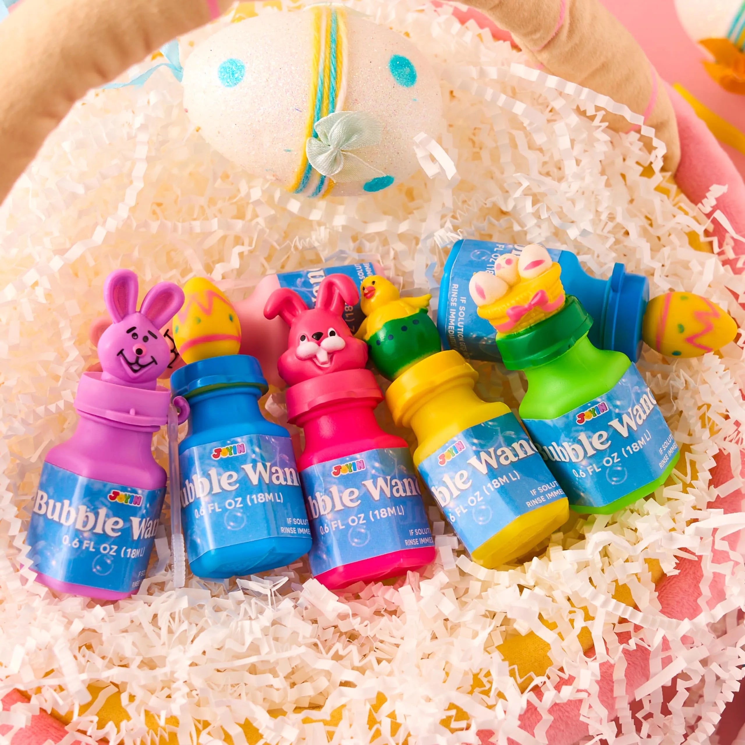 24 Easter Bubble Wands, 8 Designs with Animal and Easter Egg Characters