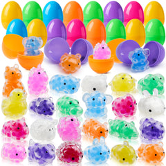 24 Pack Easter Prefilled Eggs with Mochi Squishy Toys for Egg Hunt