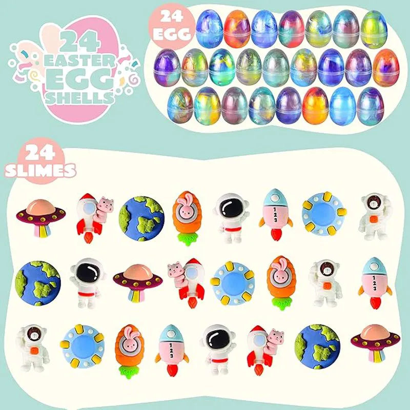 24 Pcs Galaxy Slime Eggs for Kids Party Favors