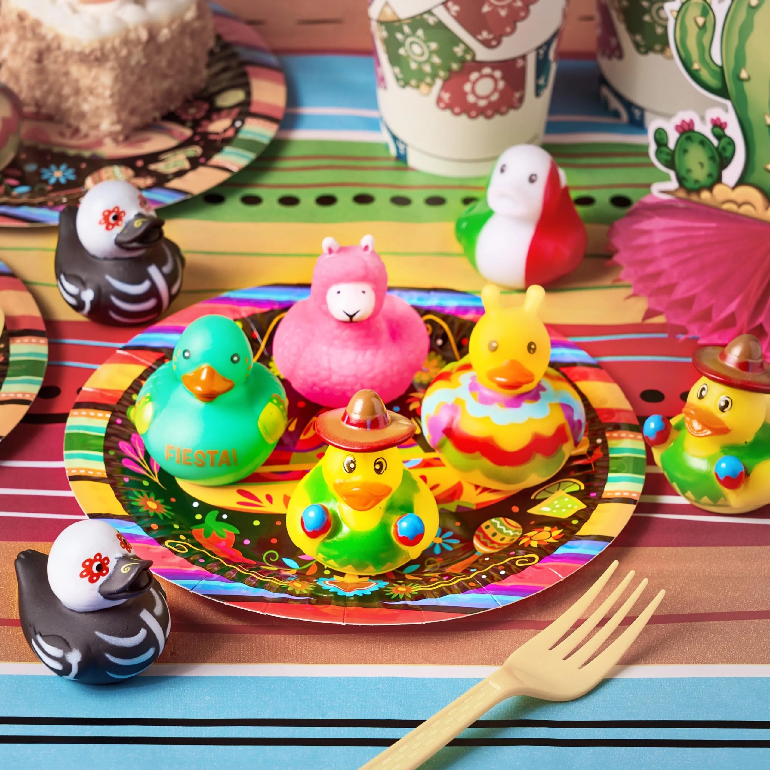 24 Pcs Mexican Fiesta Rubber Ducks for Party Favors Decoration