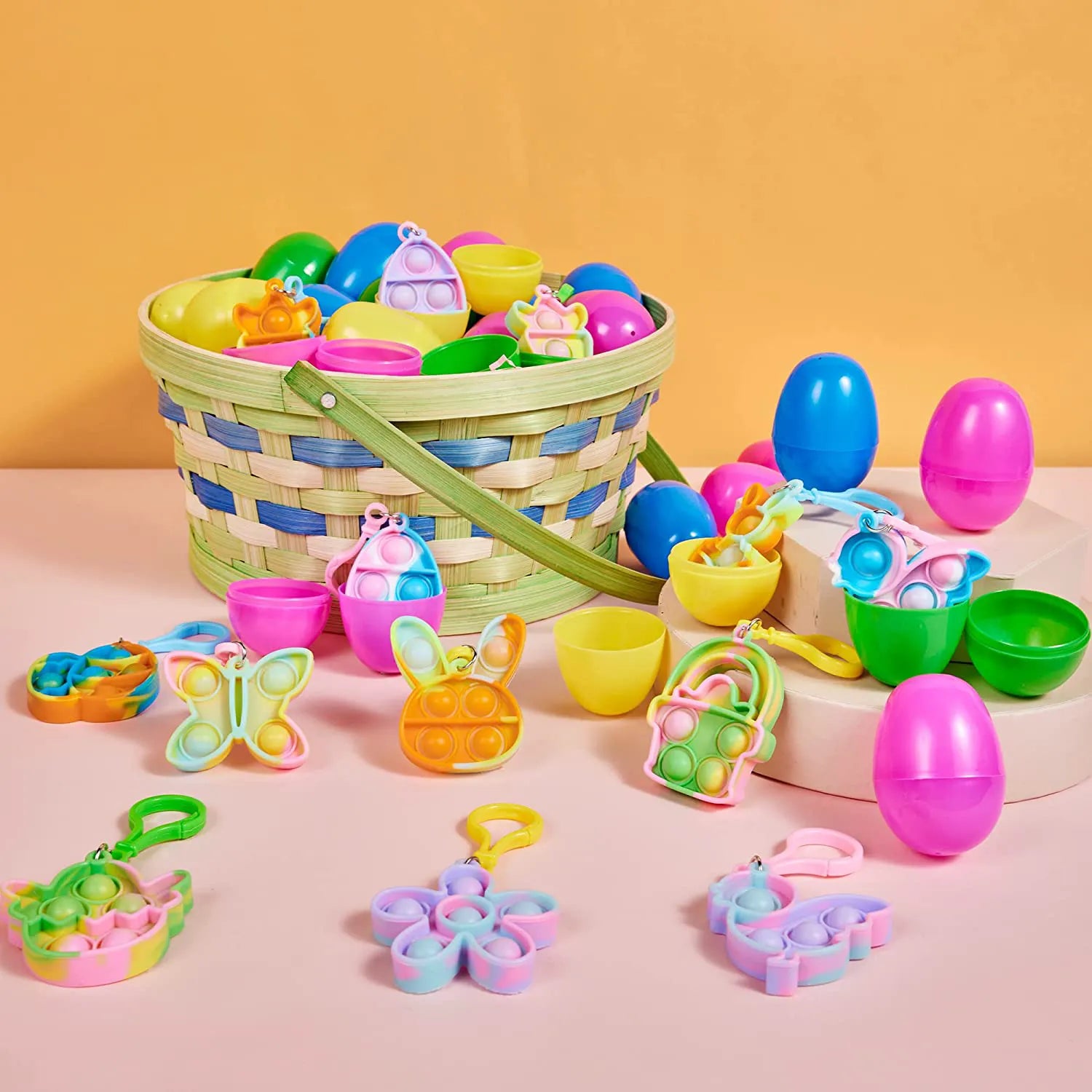 24-Pack Plush Bubble Keychain Prefilled Easter Eggs