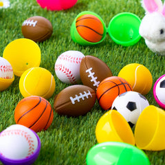 24 Pre-Filled Easter Eggs with Sports Stress Balls Squishy Toy for Kids Easter Egg Hunt