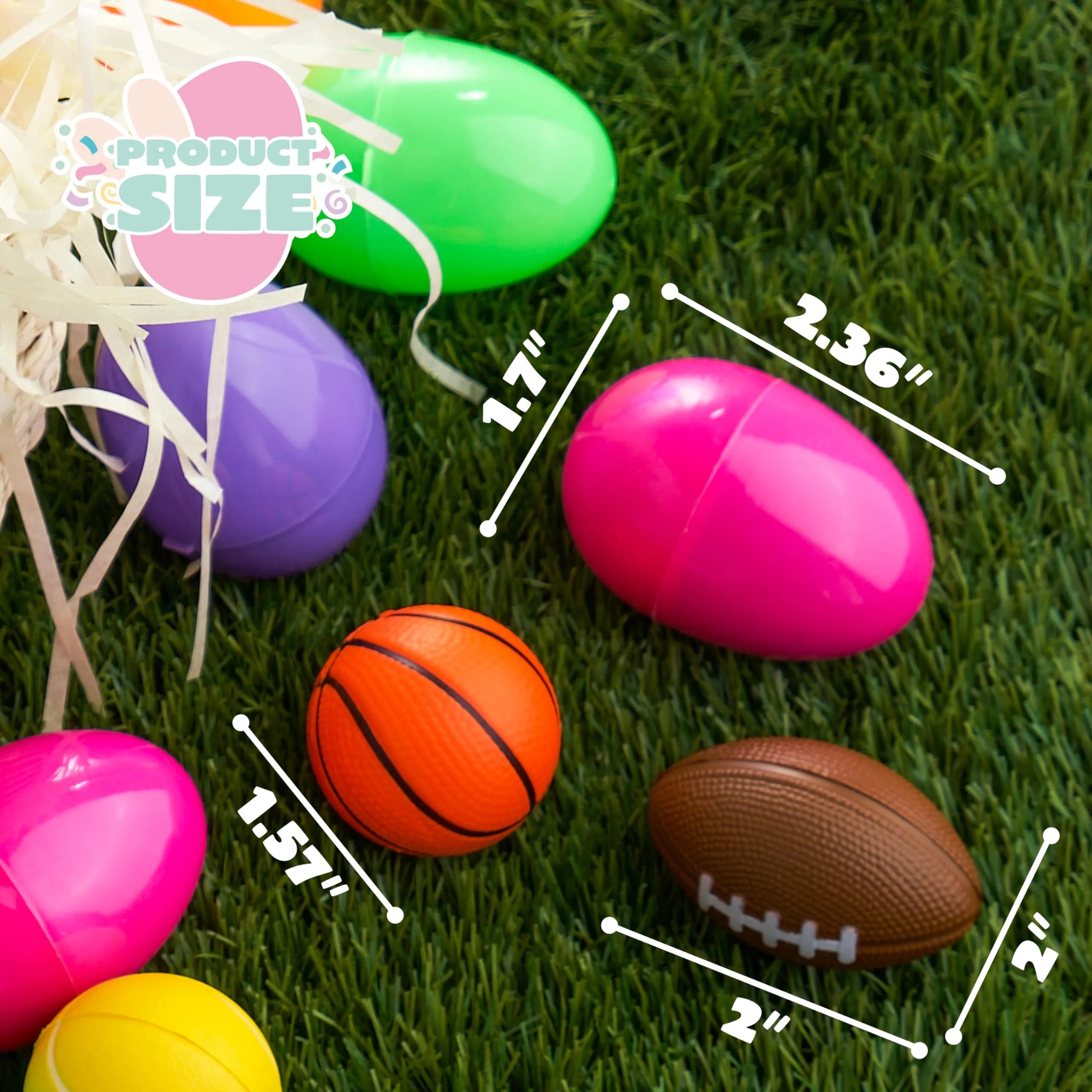 24 Pre-Filled Easter Eggs with Sports Stress Balls Squishy Toy for Kids Easter Egg Hunt