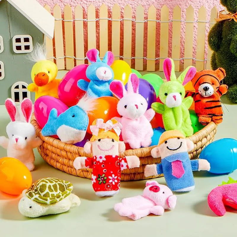 24 Pcs Prefilled Easter Eggs with Animal Finger Puppets for Kids Party & Hunt