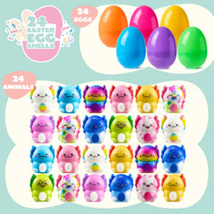24 Prefilled Easter Eggs with Axolotl Squishy Toys for Egg Hunt, Party Favors & Basket Stuffers