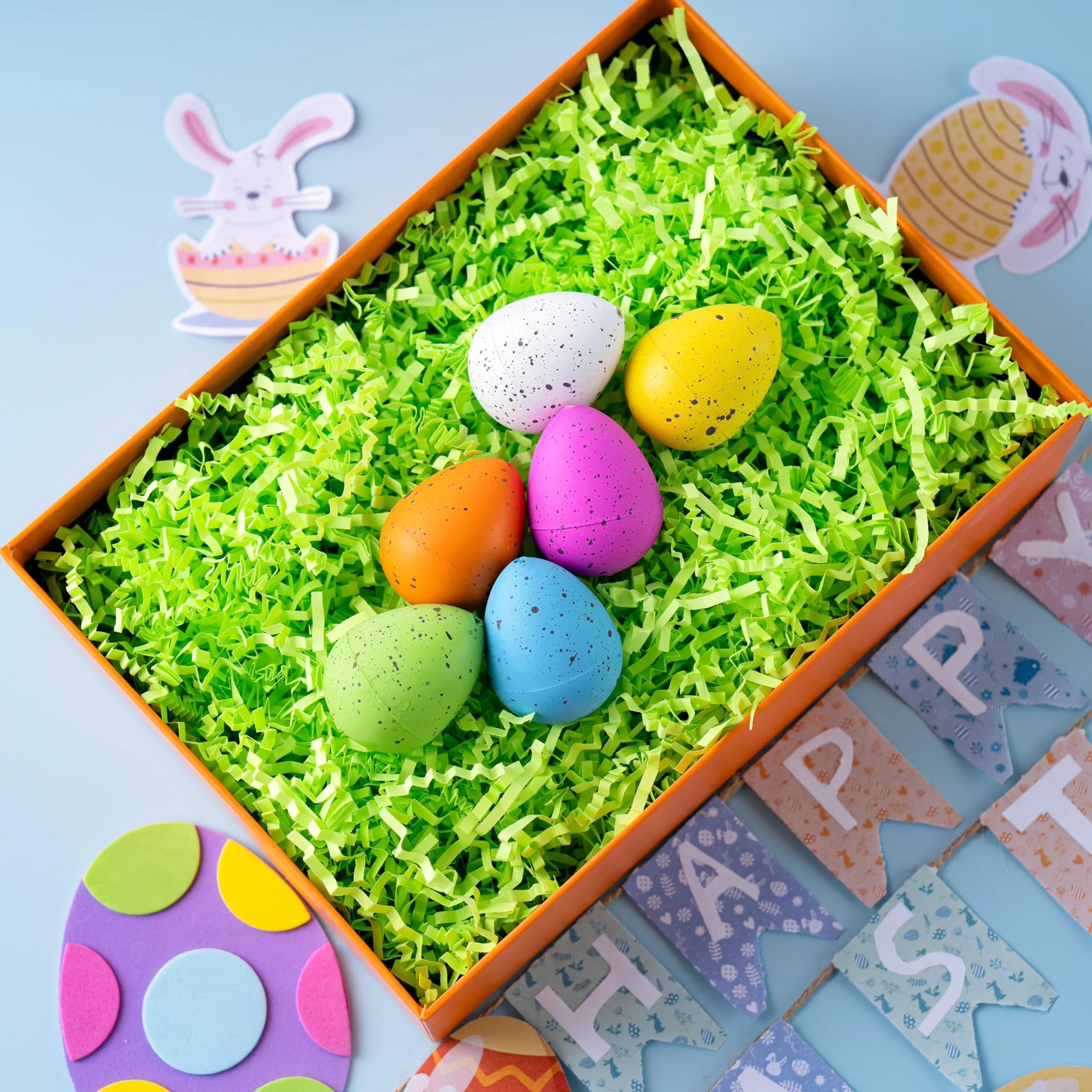 24oz (680g) Easter Pure Light Green Recyclable Paper Grass for Egg Hunt