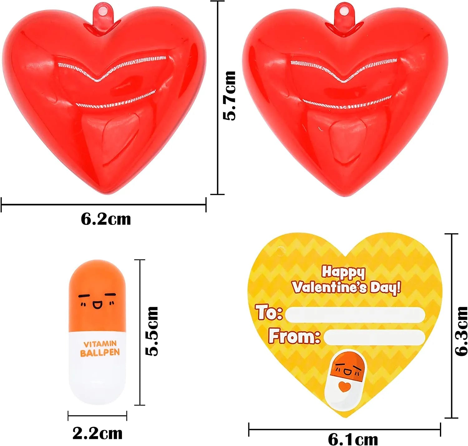 28-Piece Pill-Shaped Pen Set with Valentine's Day Cards for Kids' Classroom Exchange Gifts