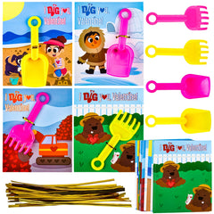 28Pcs Kids Valentine's Day Cards with Shovel Toys - Classroom Exchange Gifts